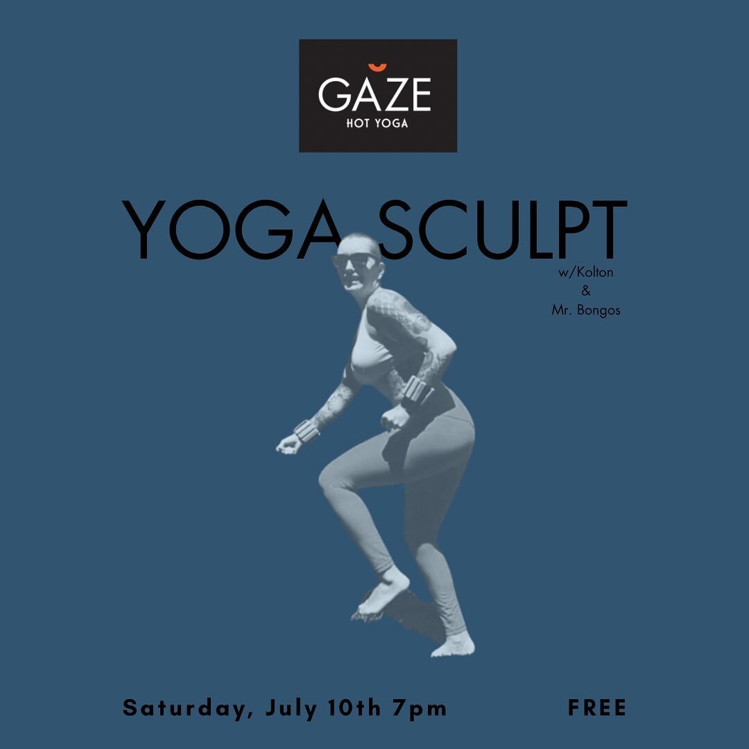Kolton&rsquo;s yoga sculpt class is already a jam, and maybe you already know that. Saturday night with @mr.bongos and for free? That&rsquo;s a party! Sign up link in our bio.