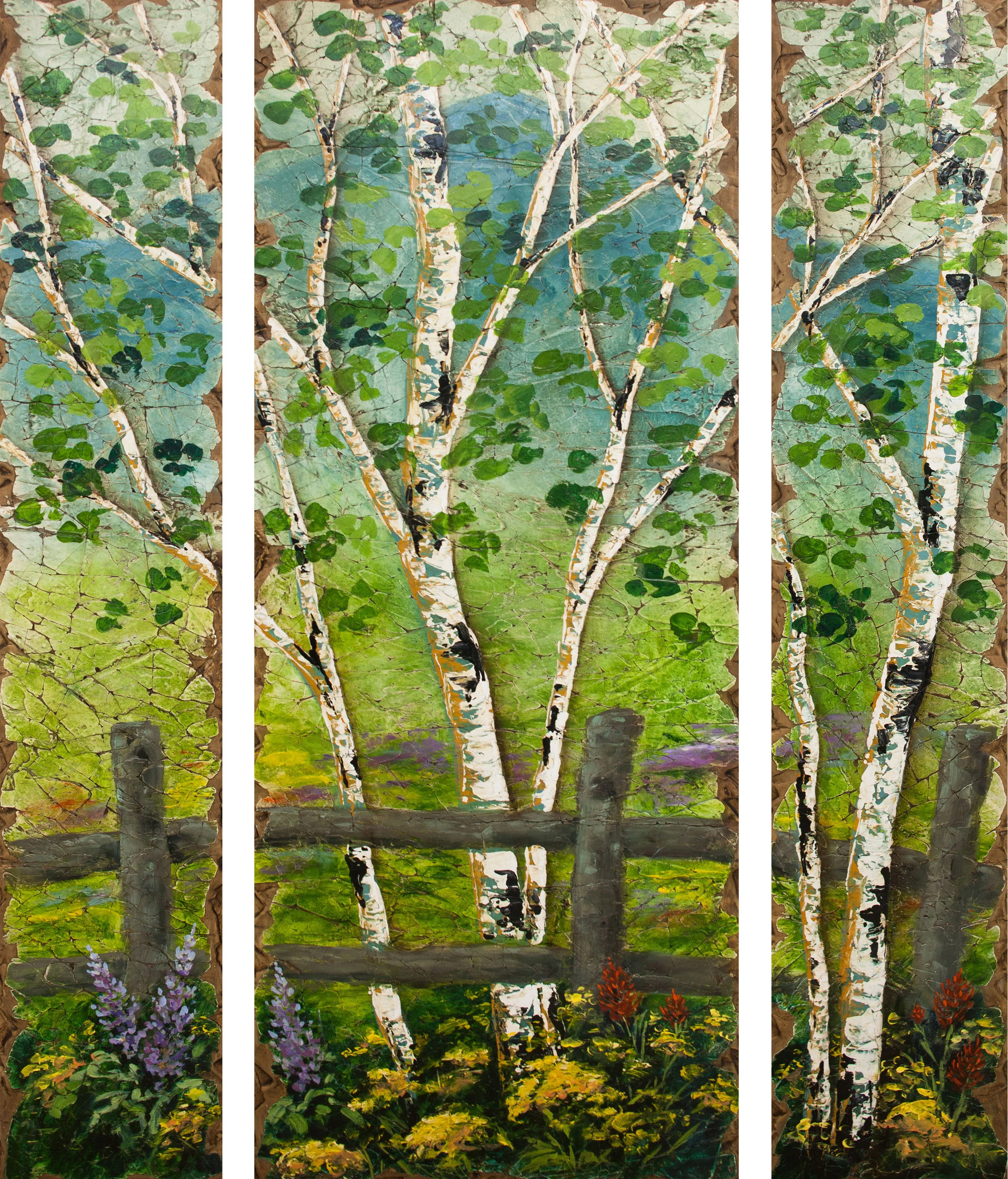 Let's Kick Off Our Shoes 72"x48" triptych (RS14077)