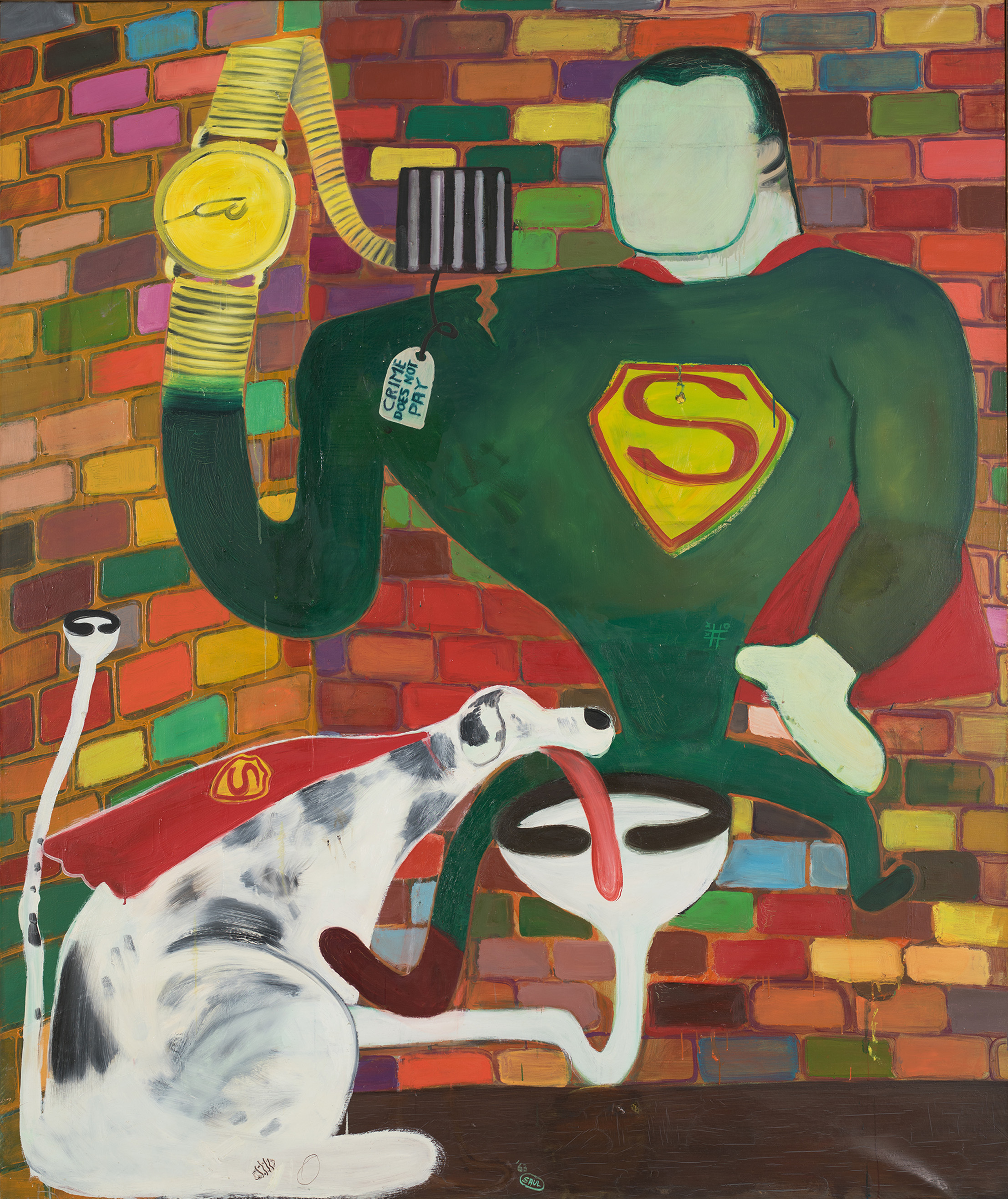 Superman and Superdog in Jail, 1963, Öl auf Leinwand