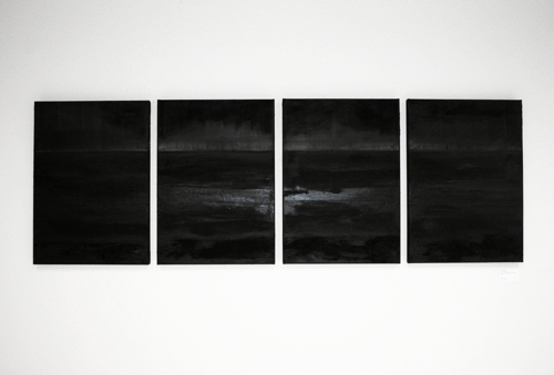 Gravitation 2-5, Pigment, Lack auf Leinwand