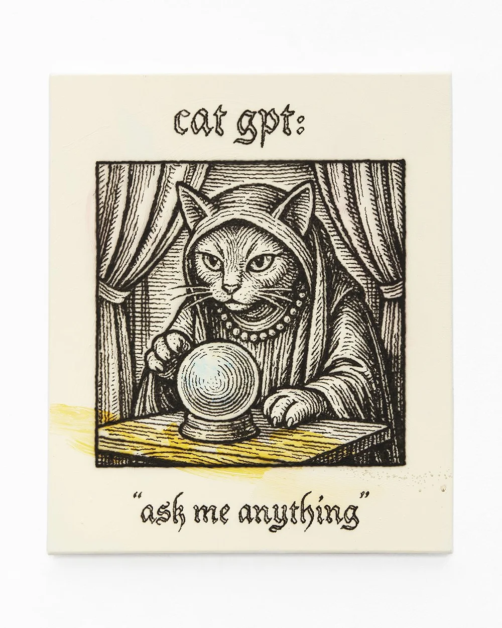 cat gpt: "ask me anything", Acryl auf Leinwand, 60 x 50 cm, 2025