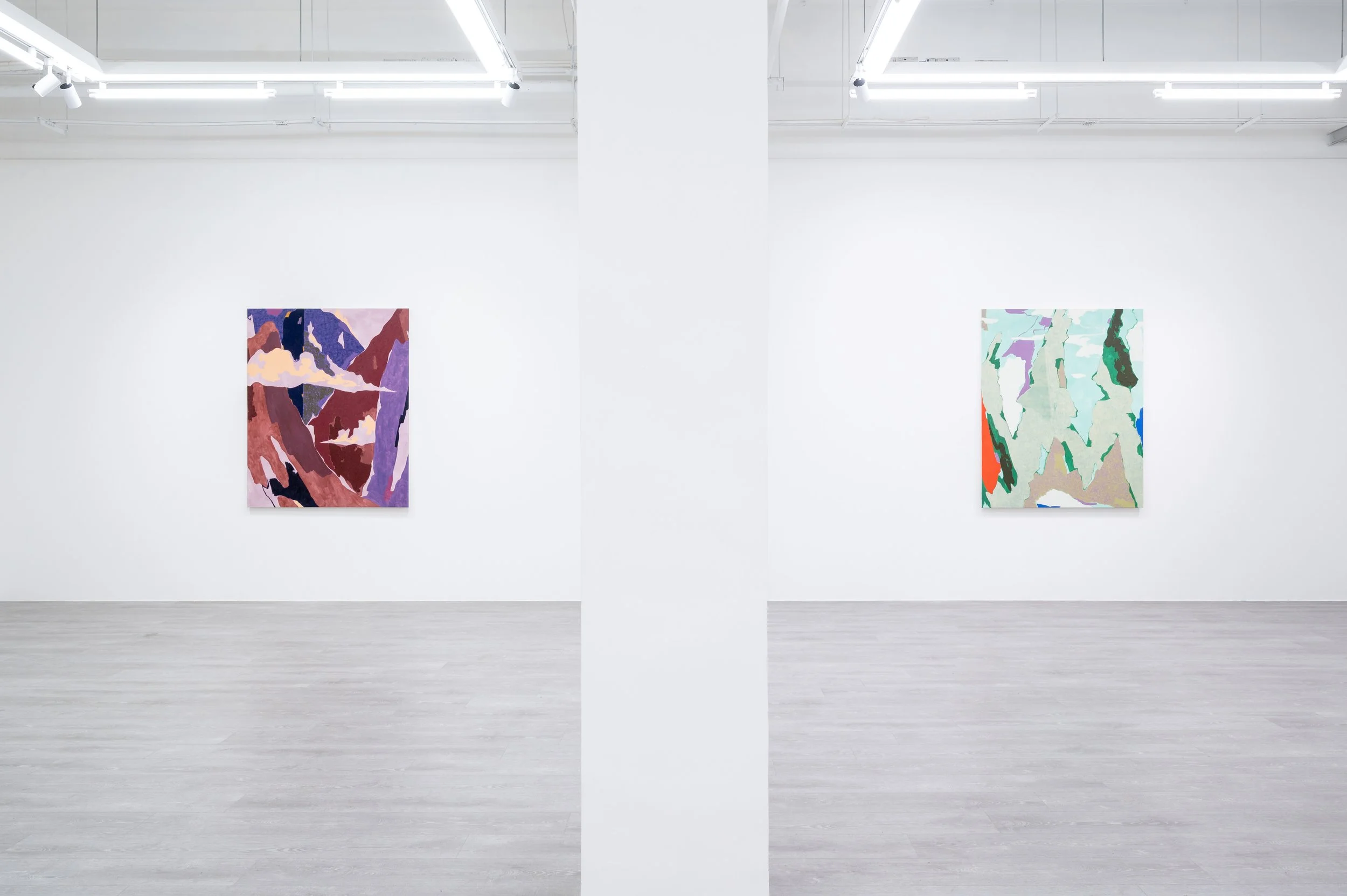 Ausstellungsansicht: Traverse Heights Right to the Edges, Yiri Arts, Teipeh, TW, 2025; Arbeiten: Floating Clouds High Up, Fog on the Cedar Hill