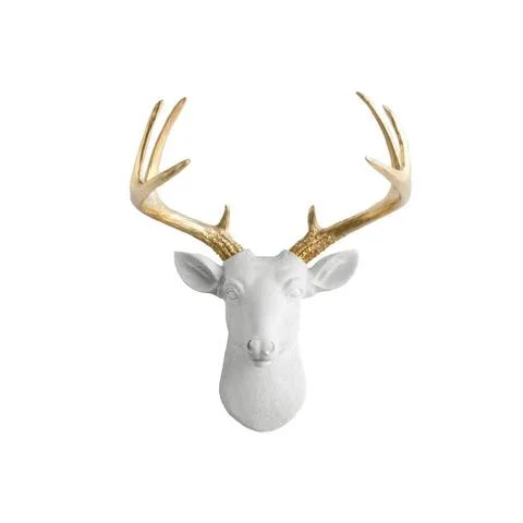 Resin Gold Horn Deer Head