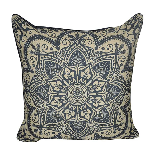 Navy Print Throw Pillow