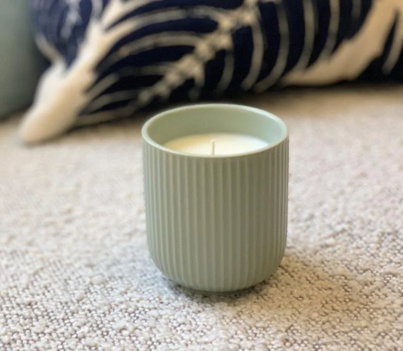 Olive Green Ceramic Candle 