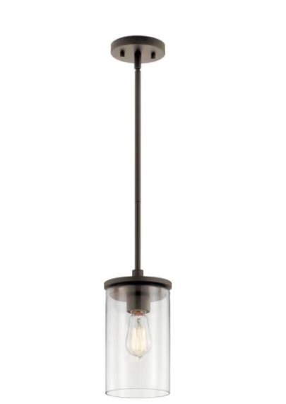 Crosby 1-Light Olde Bronze Mini Pendant Light with Clear Glass