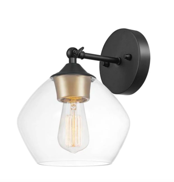 Harrow Matte Black Wall Sconce with Clear Glass Shade