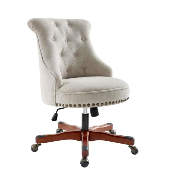 Walnut/Brown Fabric Task Chair with Adjustable Height