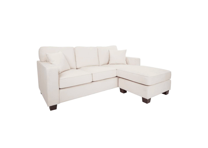 Russell 2-Piece Ivory Polyester L-Shaped Sectional Sofa with Removable Cushions