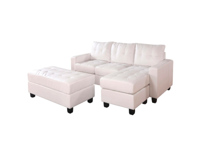 Amelia 8-Seats White Blm Leather Sofa