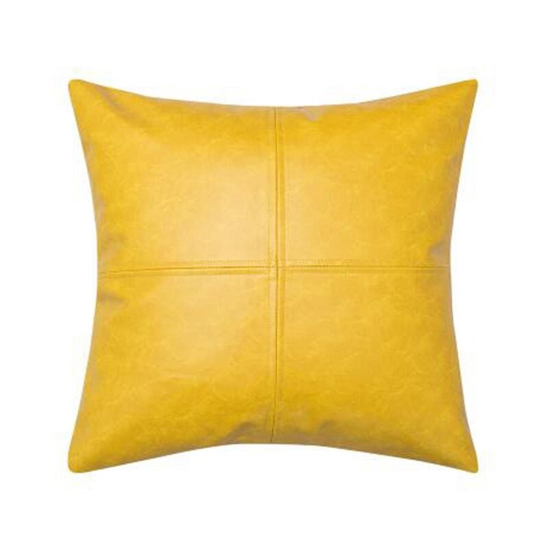  Yellow Genuine Leather Cushion Covers,