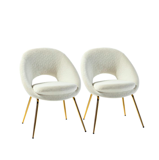 Floriana Ivory Upholstered Dining Chair with Metal Legs 