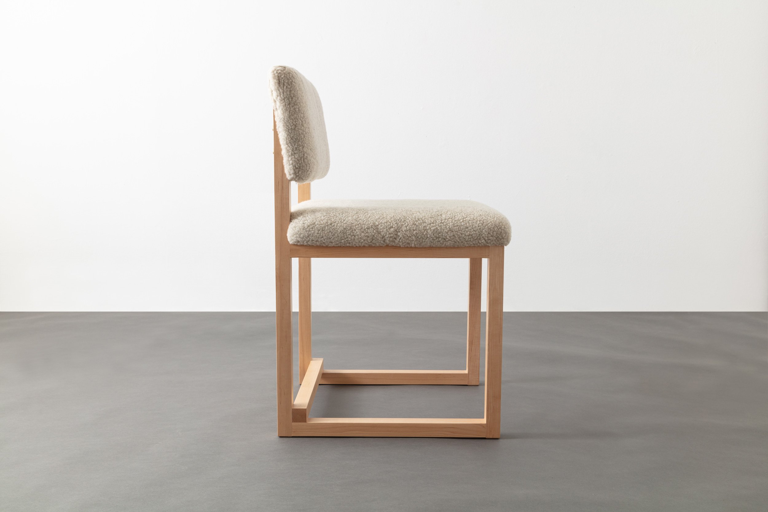 Solid wood Dining Chair maple with shearling