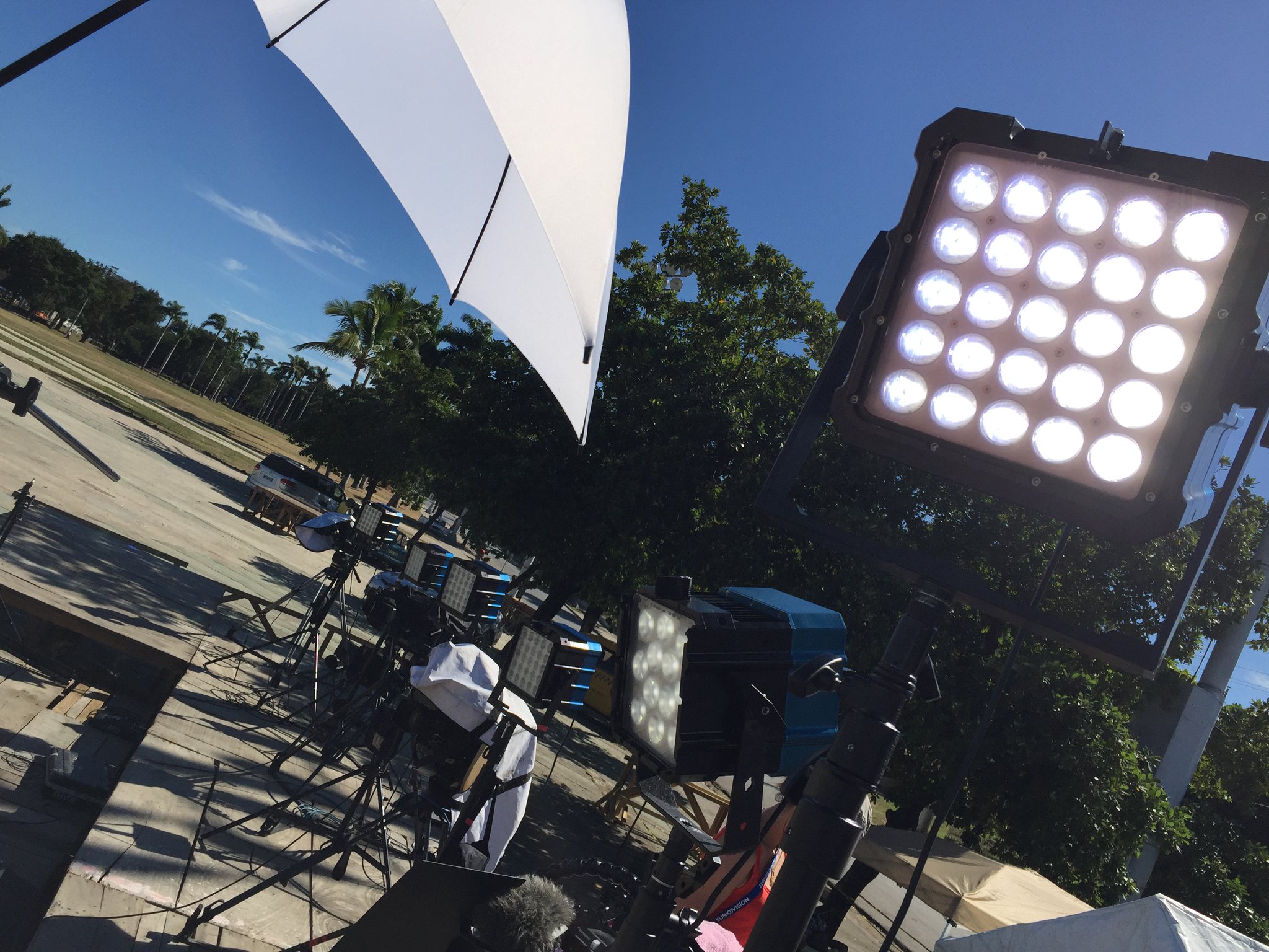 Chuck Walter posted this photo of an array of Nila lights at Castro's funeral in Cuba