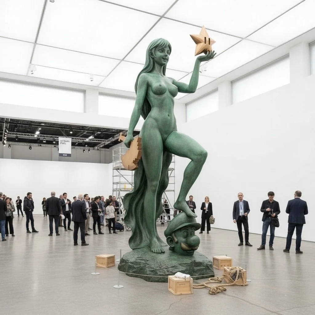 Ken Kelleher (Anchorball)
Game Over, The Star, 2025
Bronze with green patina and rubbed gold elements

In Game Over, The Star, Ken Kelleher merges the cosmic optimism of the Tarot&rsquo;s seventeenth card with the melancholic collapse of pop mytholog