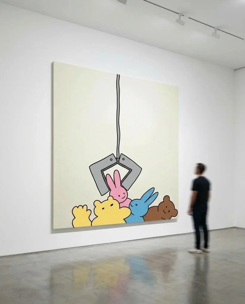 Claw Machine

2026

Somewhere in Low Orbit City, the claw pauses mid-descent &mdash; deciding which soft citizen gets lifted briefly into destiny before gravity remembers them.

#Anchorball
#ContemporaryPainting
#GalleryPainting
#PaintingExhibition
#