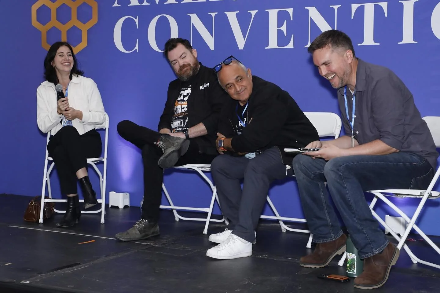 Thank you to Brian Armstrong , @motion_picture_sound_editors &amp; @ericmarksmpse for inviting me to be part of your panel at the @americanfilmconvention&rsquo;s inaugural year! It was an honor to share the stage with powerhouses like @soundslikebria