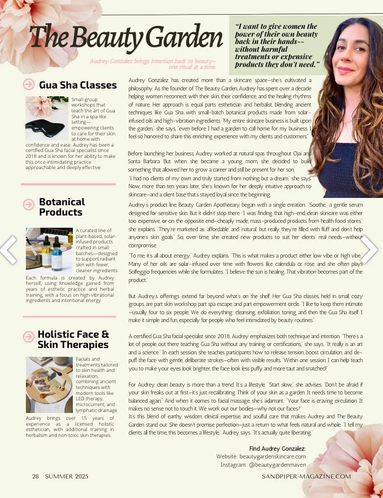 The Beauty Garden Holistic Skincare Sandpiper Magazine 2025