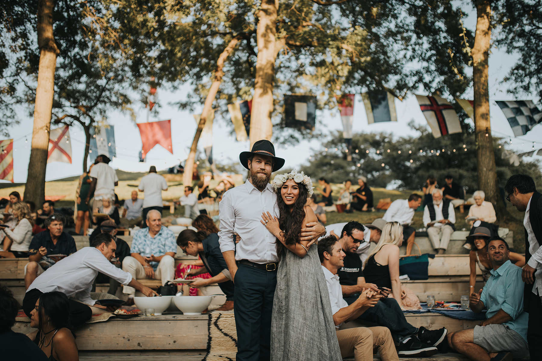 A bohemian wedding on the lawn at Performance Works