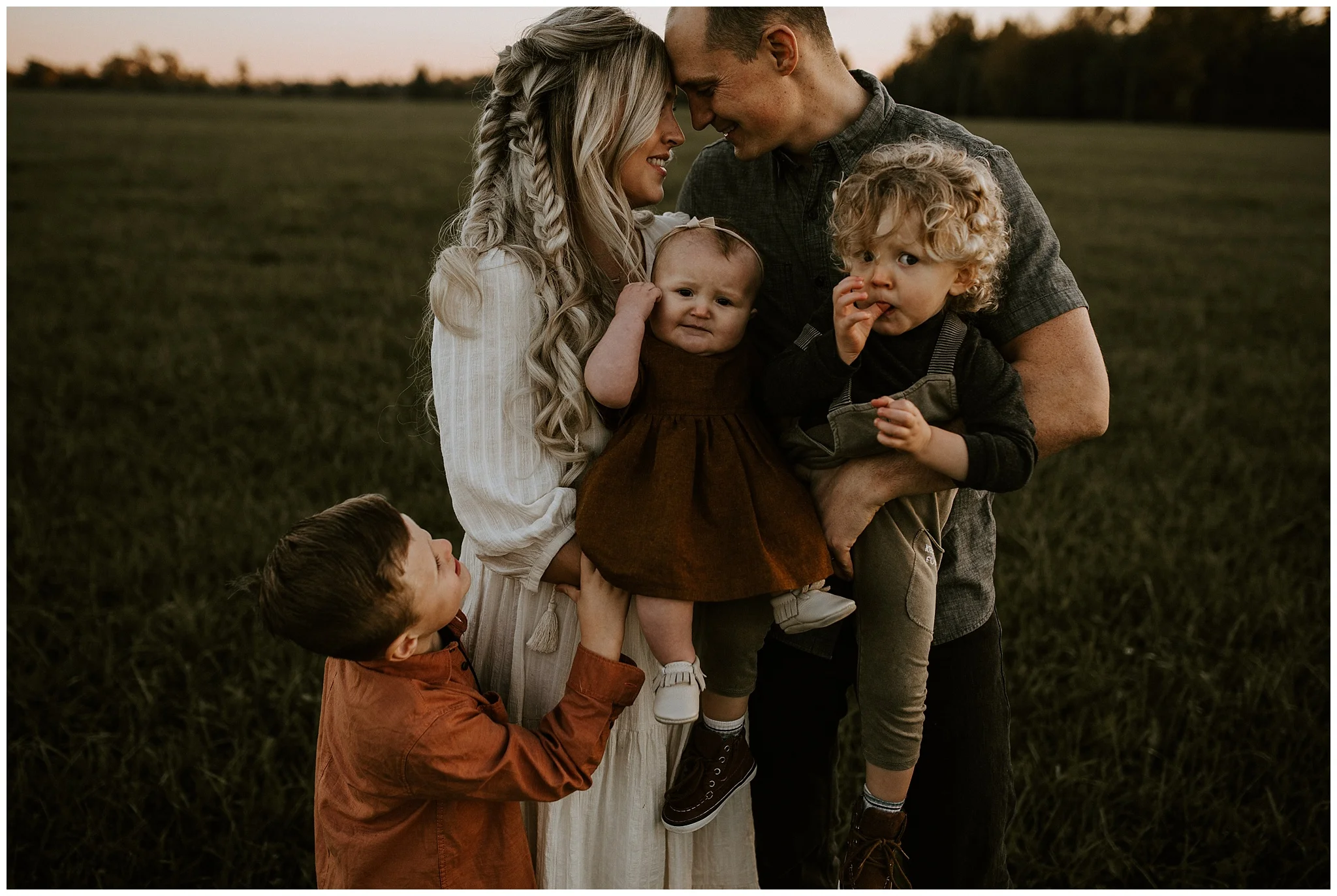 Family photos at sunset in Fort Langley