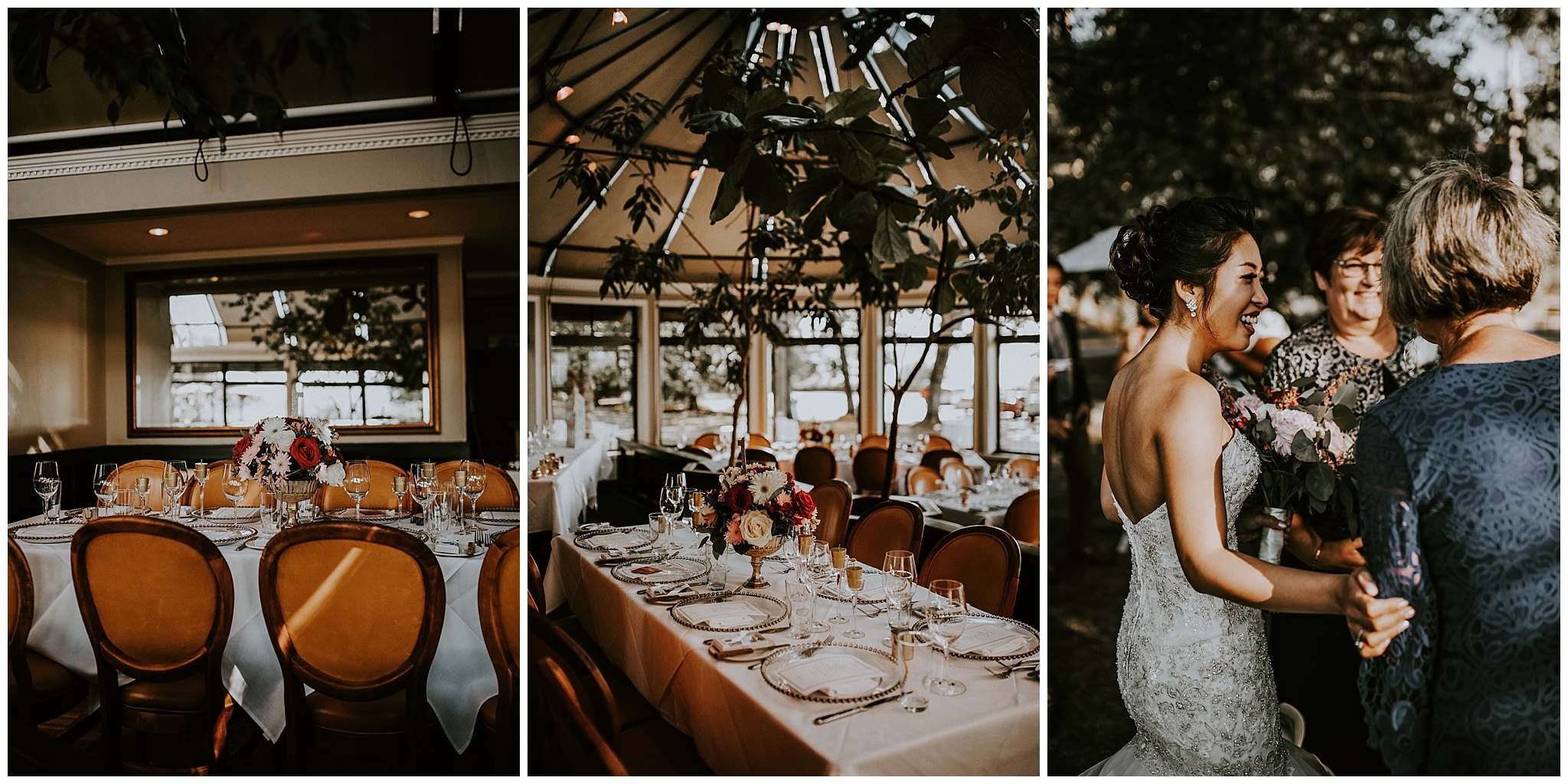 An outdoor wedding reception at the Tea House in Stanley Park 