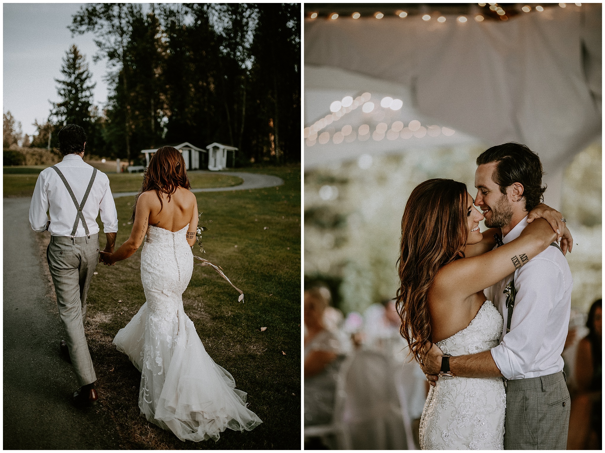 A bride and groom at their wedding at Redwoods Golf Course in Langley