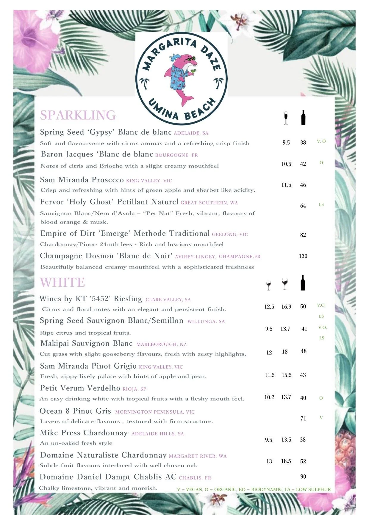 Wine LIst — Margarita Daze