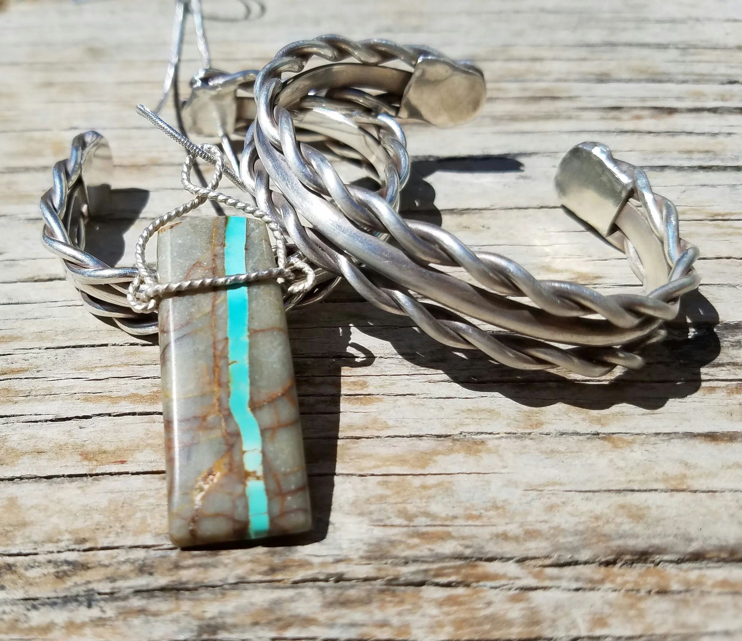 Turquoise Vein Sterling Silver Necklace