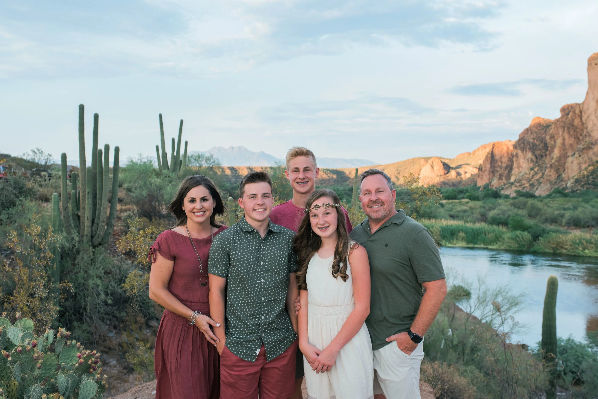 Four Peaks, Cacti, and the Salt River surround this beautiful family.
