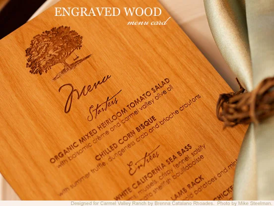 Engraved Wood Menu Card