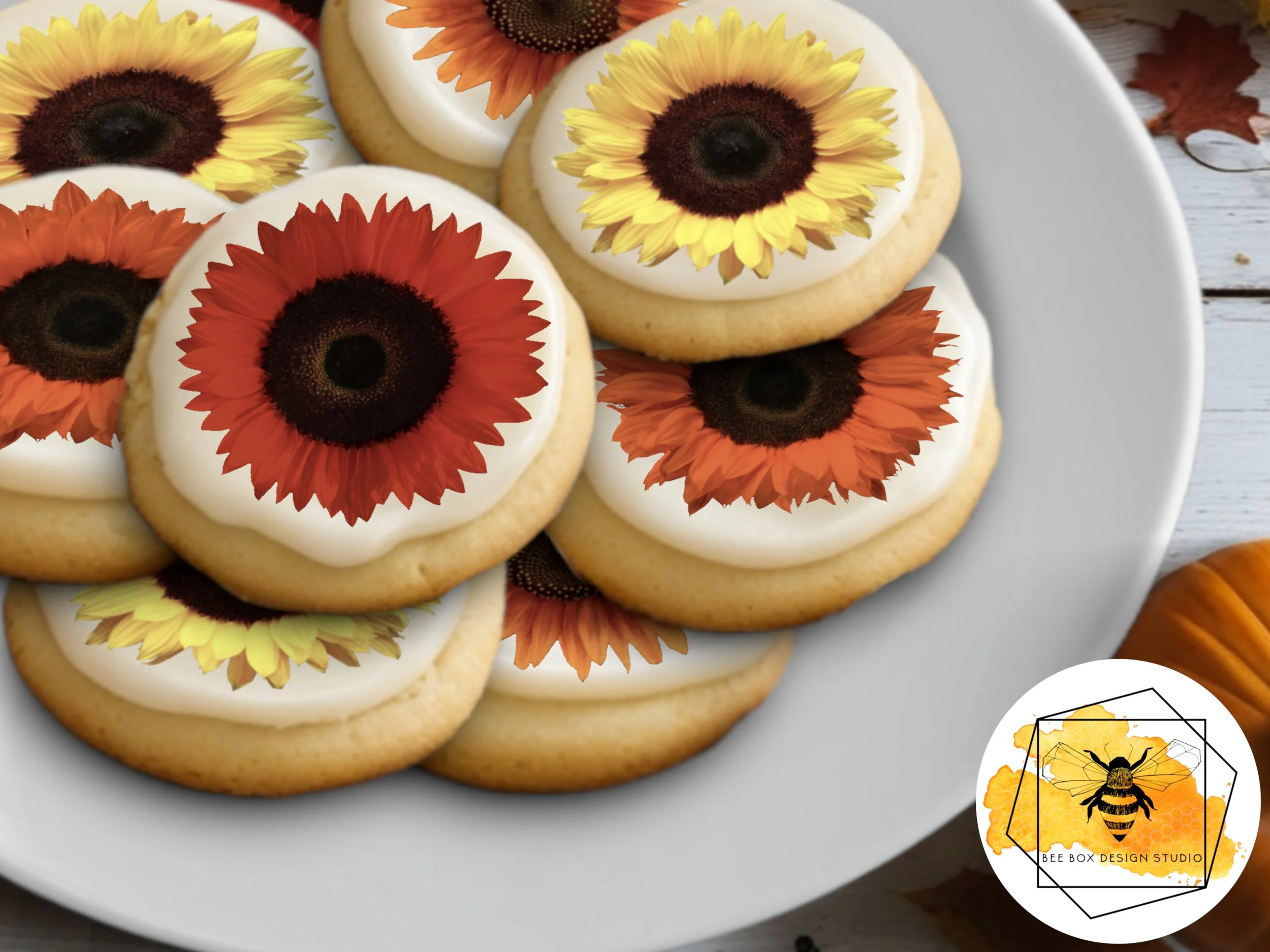 Fall sunflower cookies.JPG