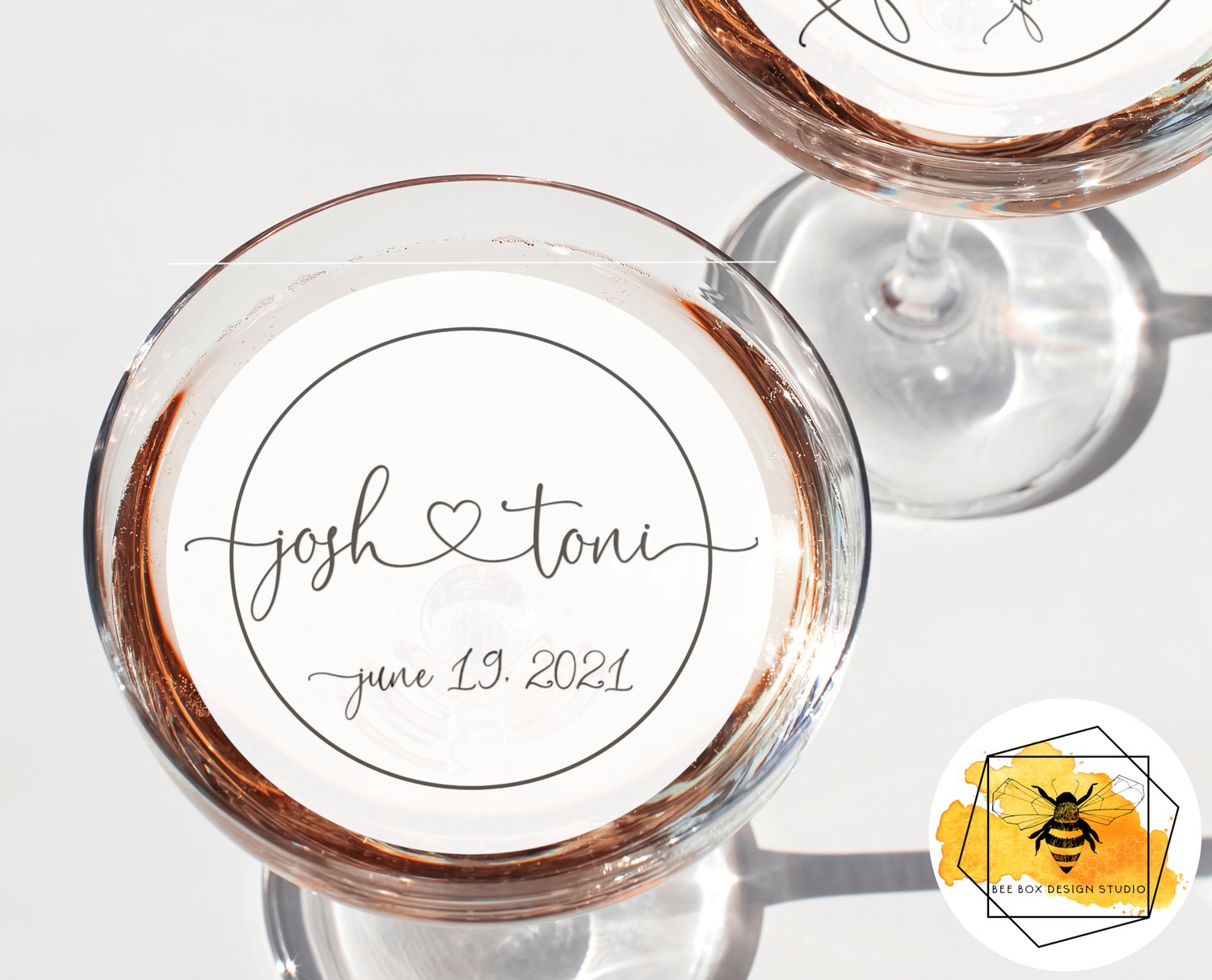 Custom Anniversary Wine Glasses - Design: A1