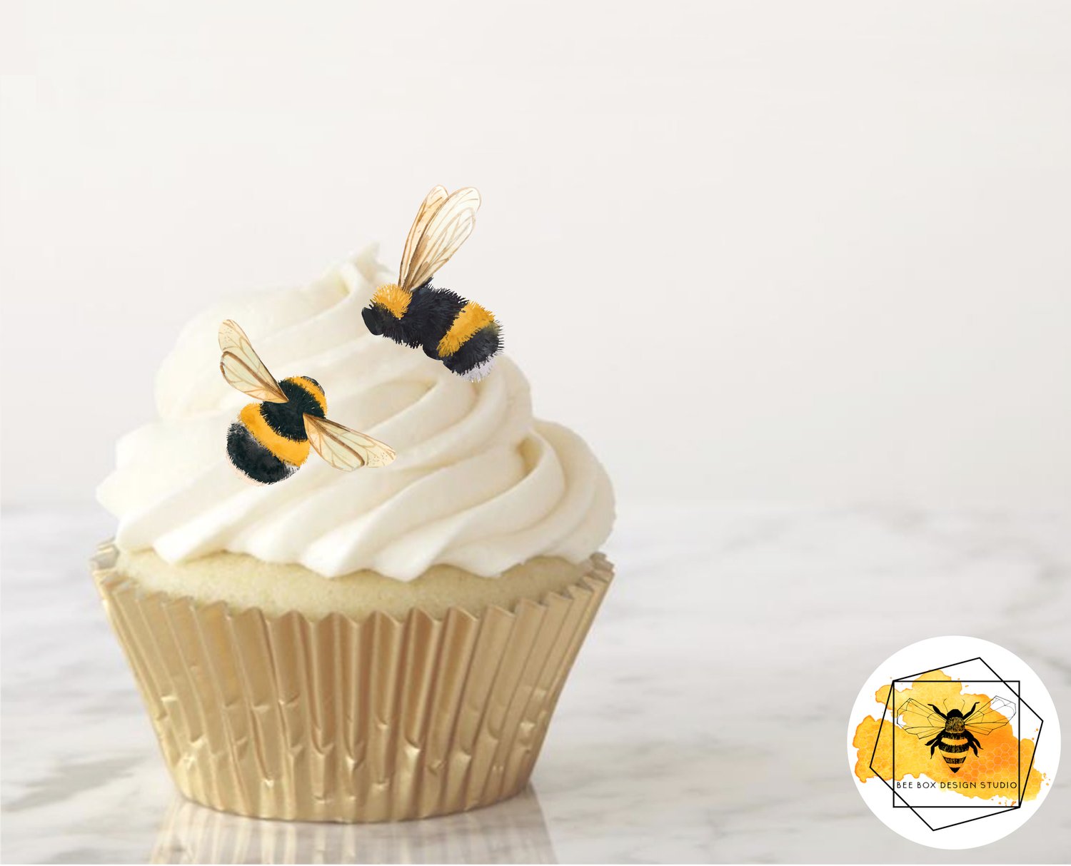 Simple Bee Cupcake Toppers 