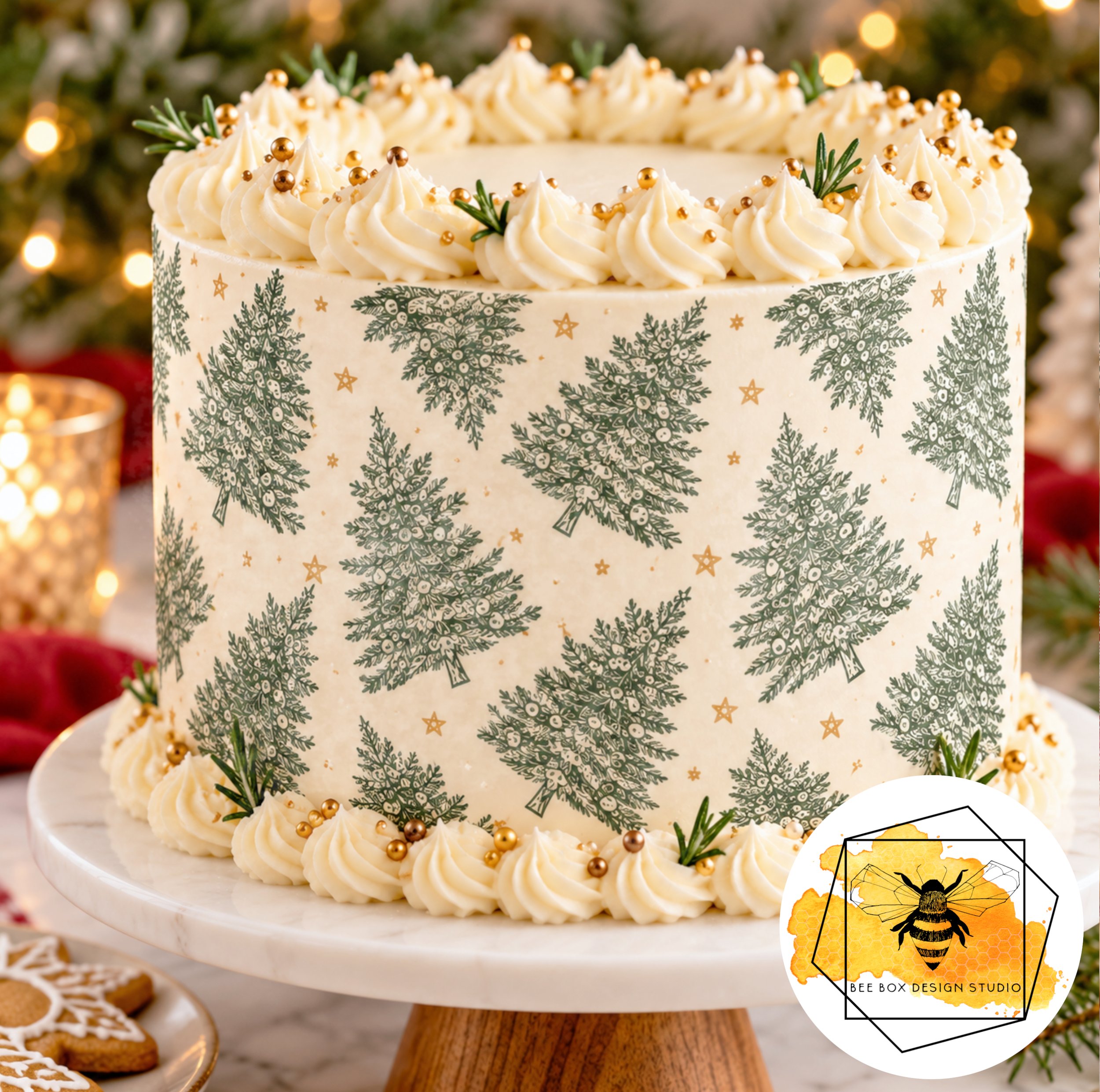 Vintage Christmas Pattern Sheet Cake.jpg