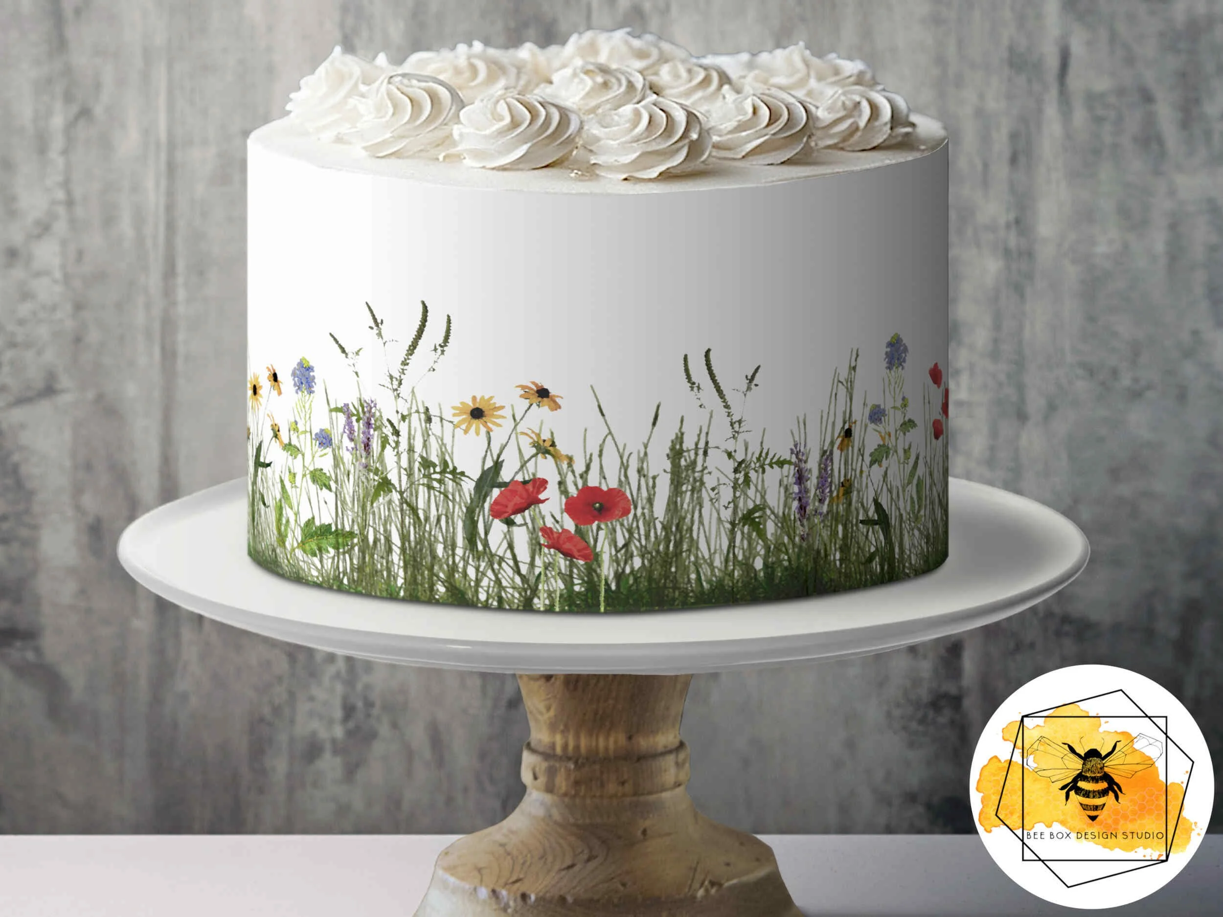 edible wildflower watercolor cake wrap