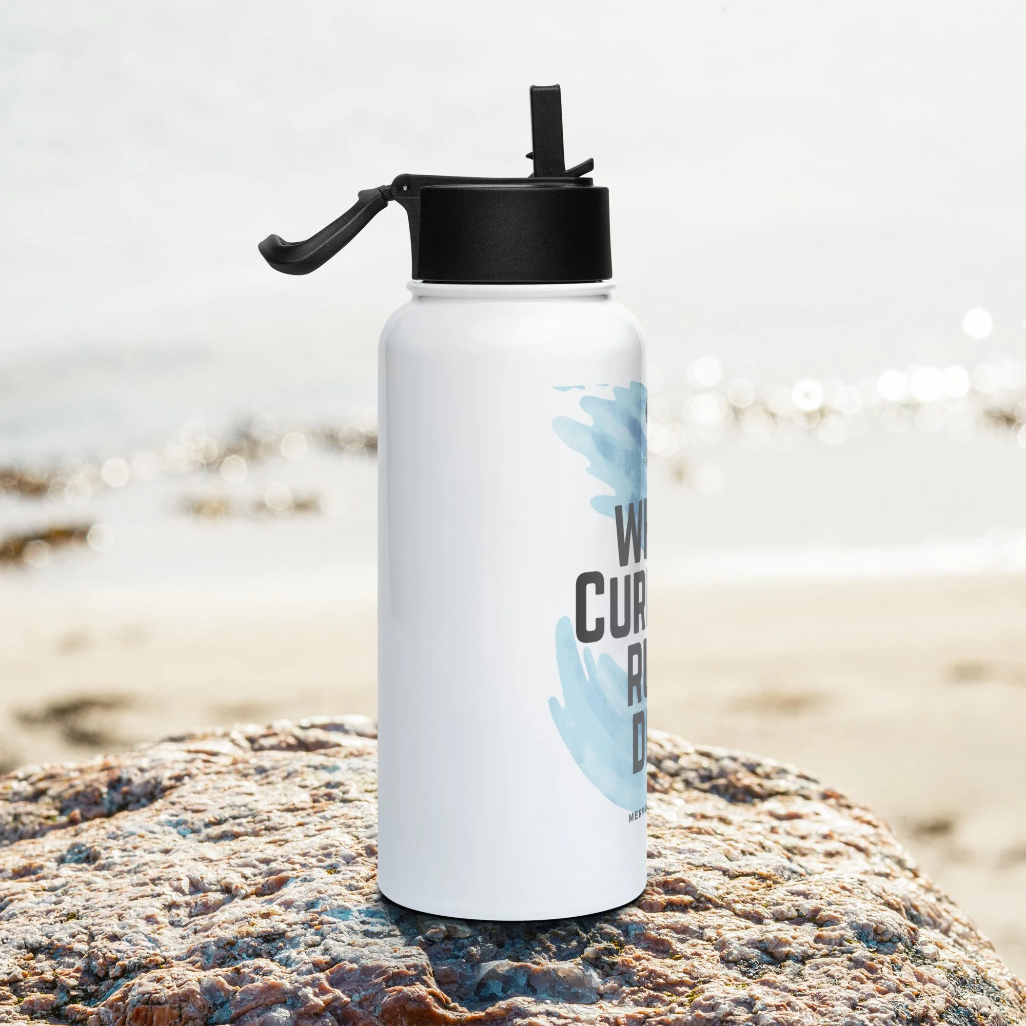 Stainless steel water bottle with a straw lid  MahoganyMermaids