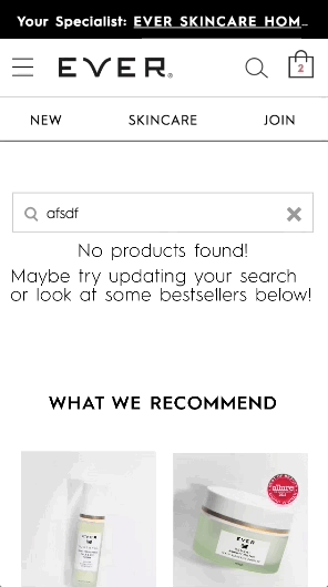 The upsell section on mobile for no search results.