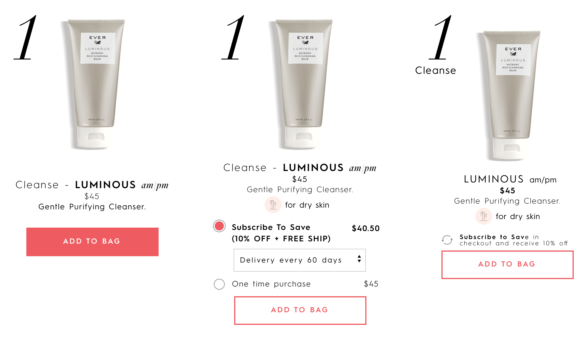 Iterations on individual product layout from the regimen.
