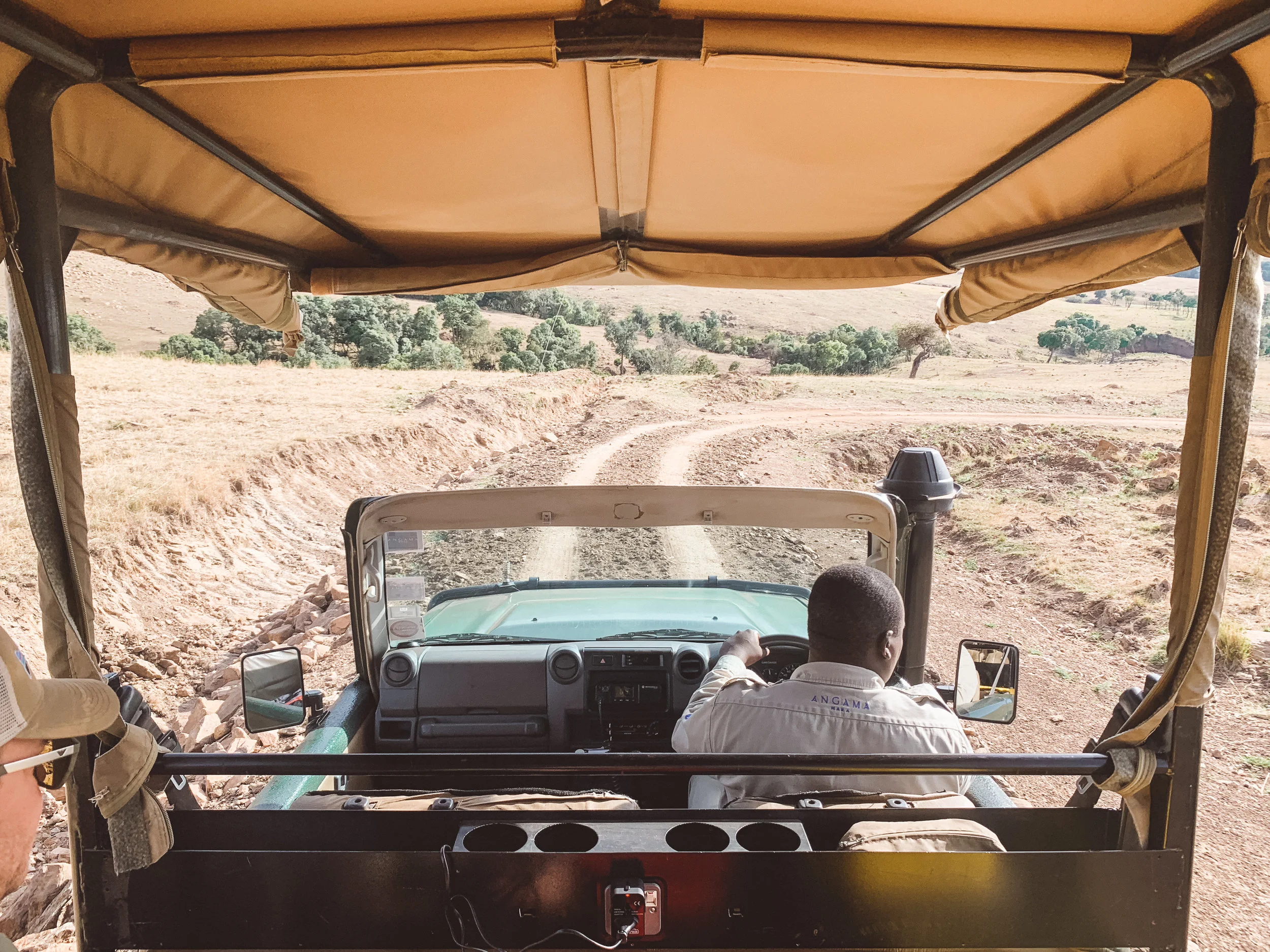 Descending into the Mara with Geoffrey, our knowledgable safari guide..
