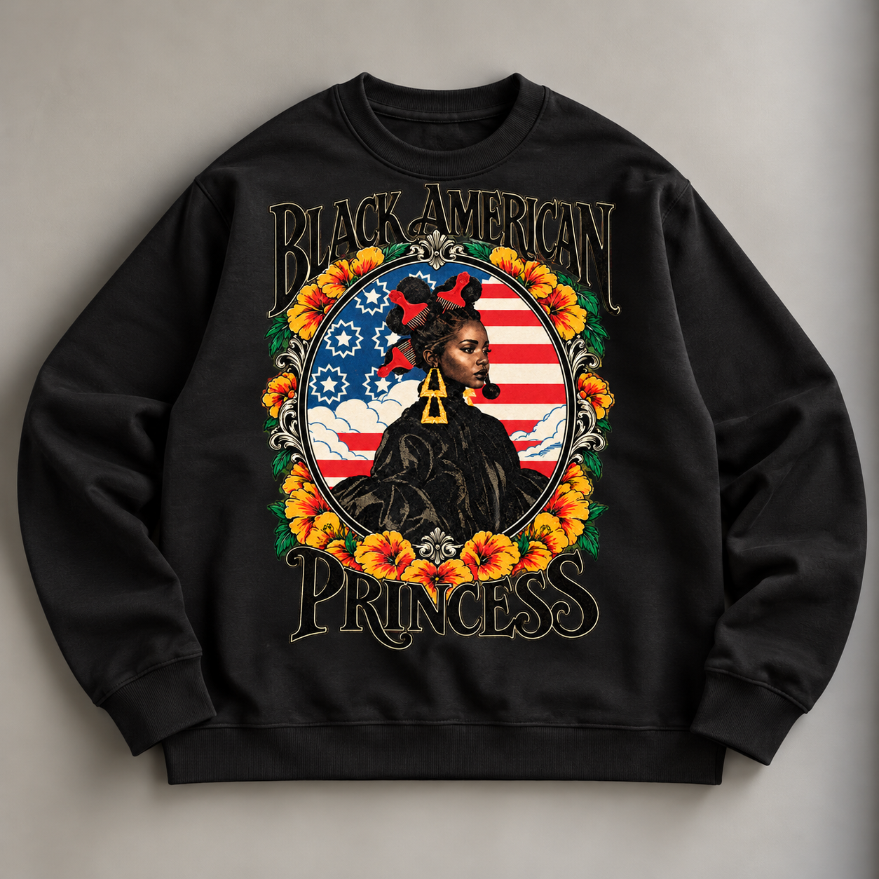 Black American Princess Sweatshirt Mockup.png