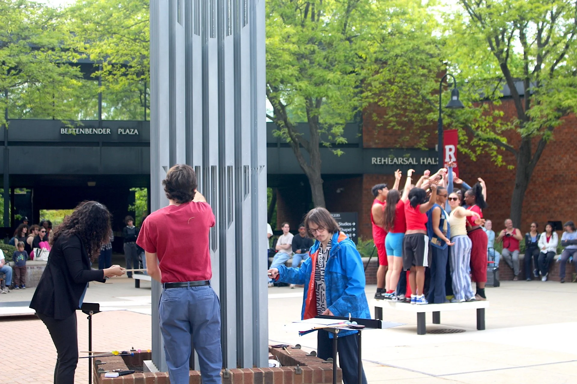 Wide shot with dancers on one platform.JPG