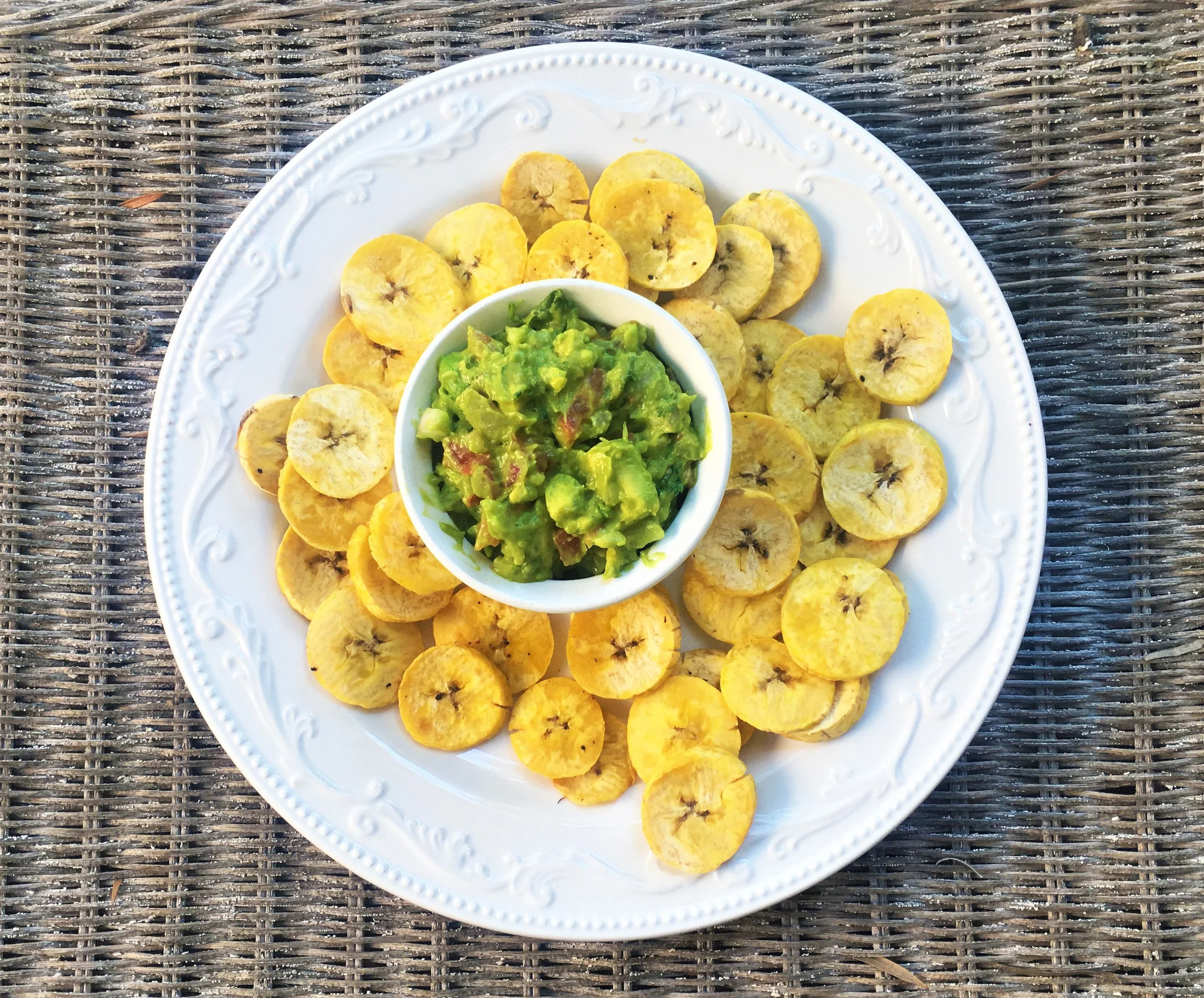 Plantain chips recipe and vegan guacamole