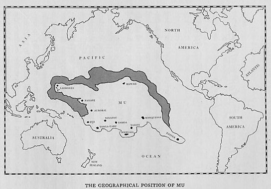 Map from The Lost Continent of Mu, the Motherland of Man b y James Churchward, 1926