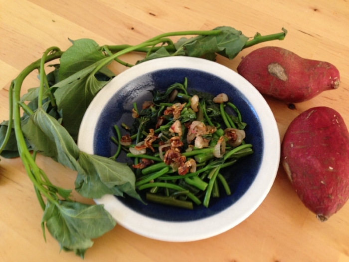 Kamote with its tops and leaves / Photo courtesy of the author
