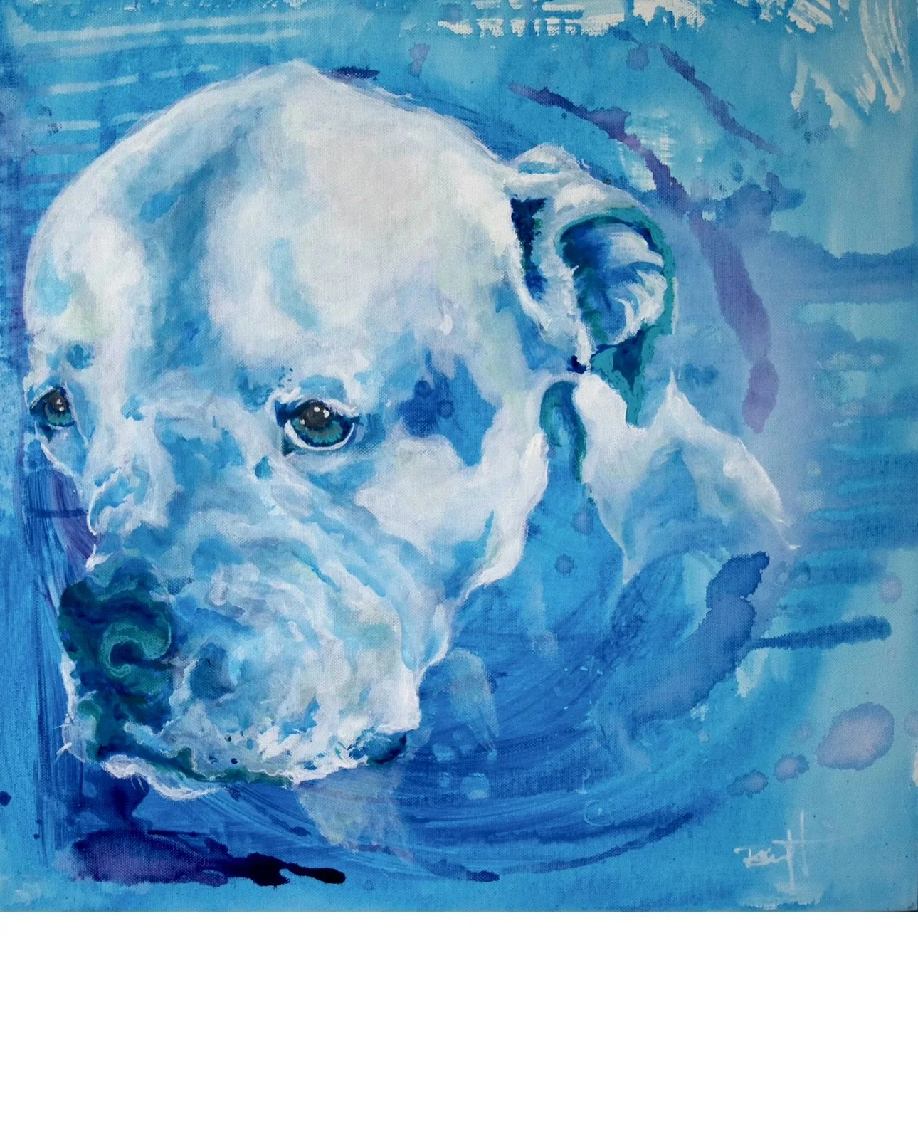 This painting is about 10 yrs old; Tonka was an American Bulldog. 
I painted him when I was just starting to do pets. 
He&rsquo;s getting a long overdue update. 
It&rsquo;s crazy sometimes when I paint without pressure it can be easy. 
I like seeing 