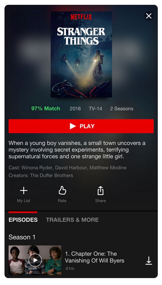 Netflix Episode Menu