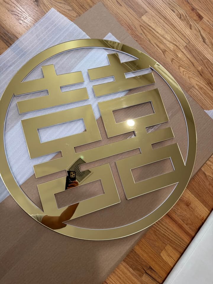 Double Happiness Gold Acrylic Sign rental