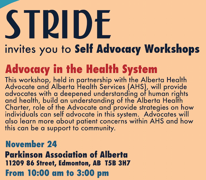 Advocacy in the Health System - Stride Workshop in Edmonton
