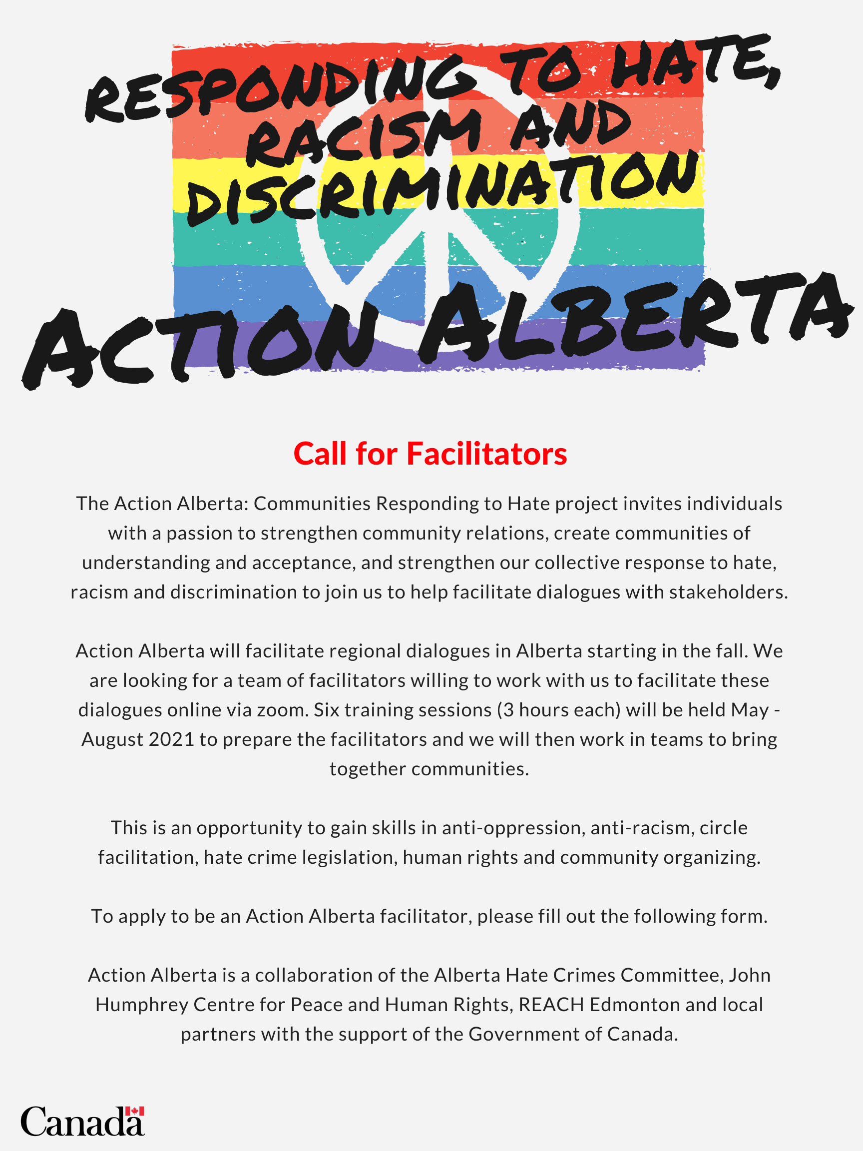 Facilitator Training Action Alberta Building relationships to respond to hate, racism and discrimination Invitation to Facilitators