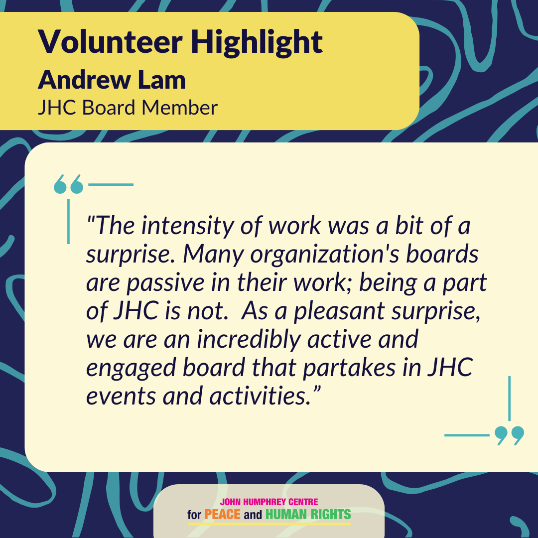 October 2023 Volunteer Highlight: Andrew Lam — John Humphrey Centre for ...